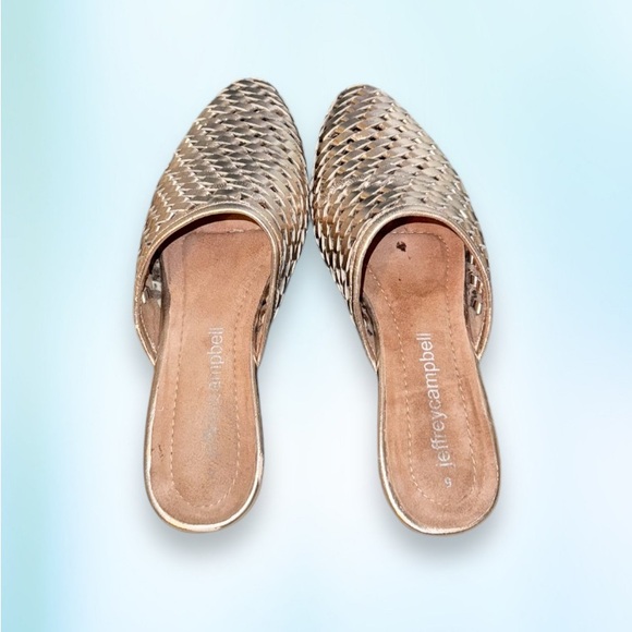 Nordstrom Jeffrey Campbell DASHI gold woven slides WOMEn’s shoes size 6 - Picture 6 of 16